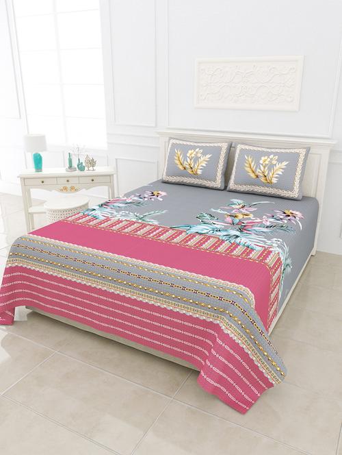 jaipur fabric oasis italian digital print luxury cotton king size bedsheet with 2 pillow covers - 18627445 - Very Small Image - 1