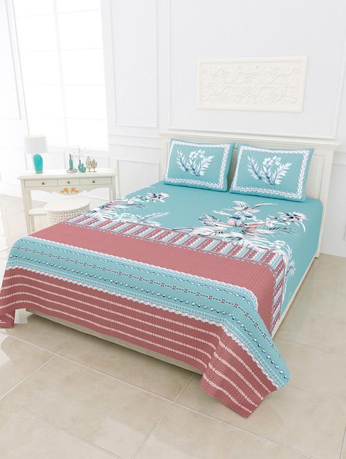 jaipur fabric oasis spanish digital print luxury cotton king size bedsheet with 2 pillow covers - 18627447 - Very Small Image - 1