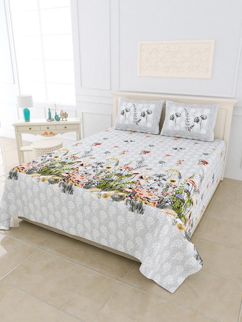 jaipur fabric flora mist digital print luxury cotton king size bedsheet with 2 pillow covers - 18627449 - Very Small Image - 1