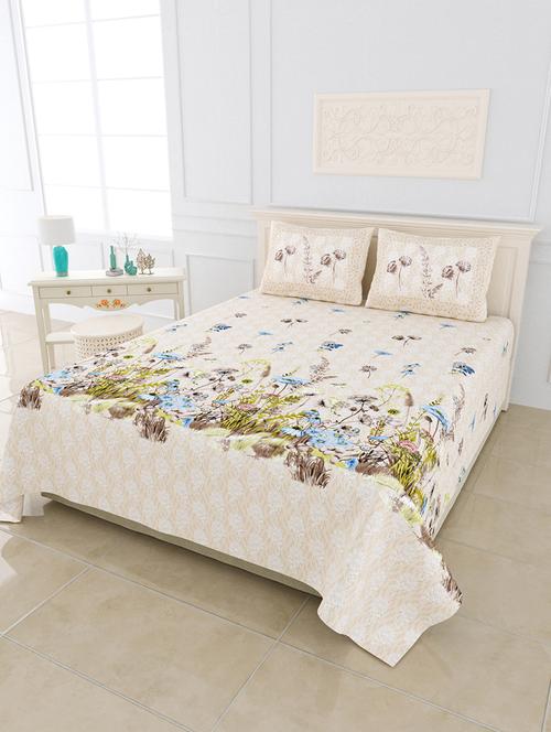jaipur fabric flora land digital print luxury cotton king size bedsheet with 2 pillow covers - 18627450 - Very Small Image - 1