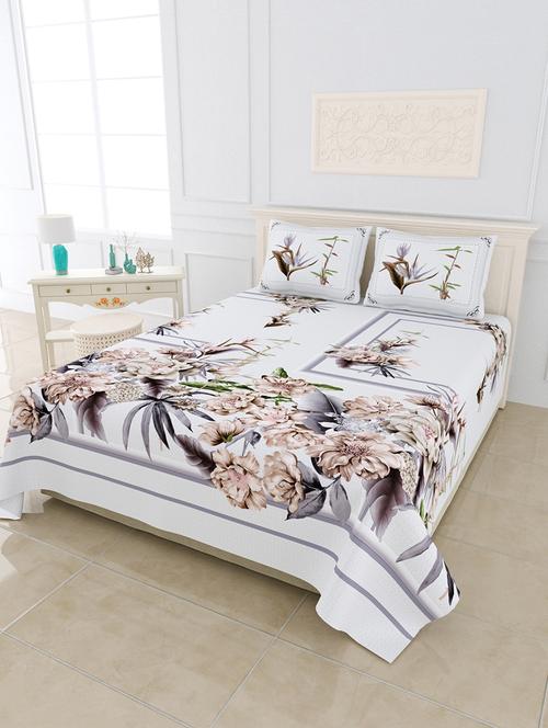 jaipur fabric dreamy ashgrey digital print luxury cotton king size bedsheet with 2 pillow covers - 18627451 - Very Small Image - 1