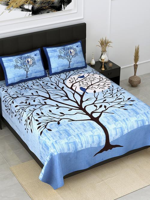 jaipur fabric procian print scenic nature sky pure cotton king size bedsheet with 2 pillow covers - 18627478 - Very Small Image - 1