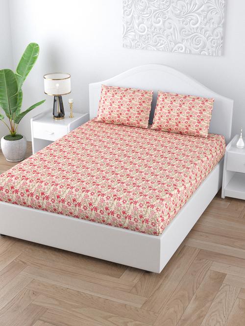 pushpa lata peach poly cotton double bedsheet 2 pillow covers - 18627672 - Very Small Image - 1