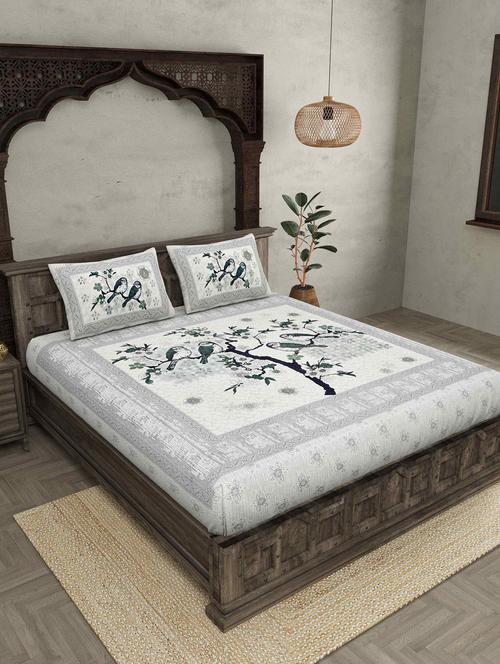 in love grey pure cotton double bedsheet with 2 pillow covers - 18627701 - Very Small Image - 1