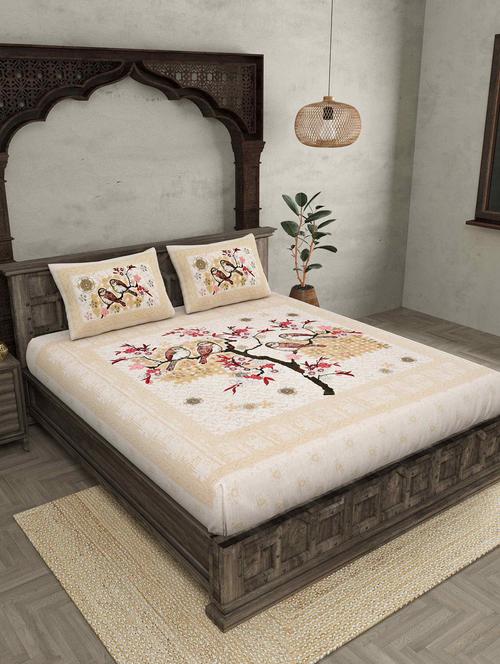 in love peach pure cotton double bedsheet with 2 pillow covers - 18627703 - Very Small Image - 1