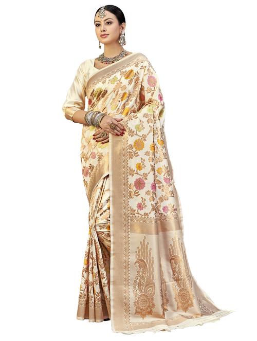 golden self design jacquard work saree with blouse - 18629497 - Very Small Image - 1