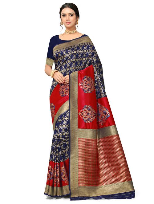 golden self design jacquard work saree with blouse - 18629524 - Very Small Image - 1