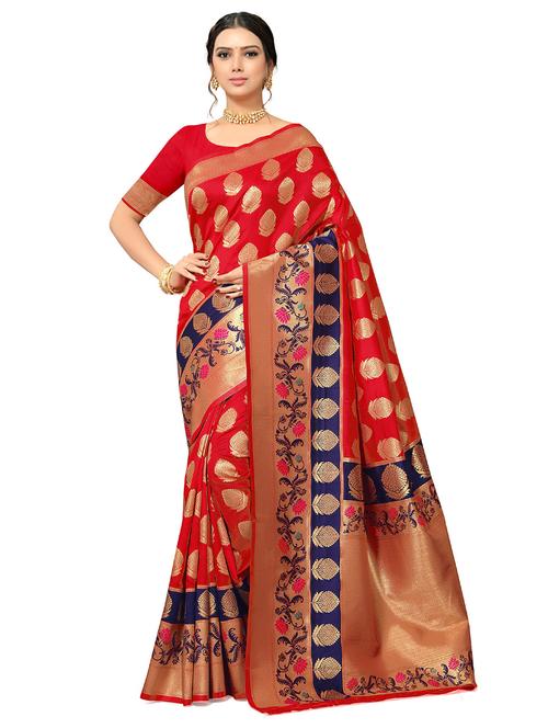 golden self design jacquard work saree with blouse - 18629530 - Very Small Image - 1
