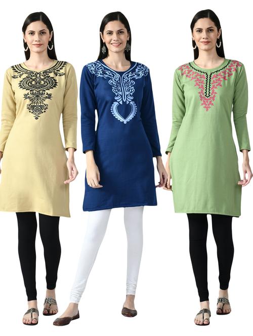 pack of 3 printed straight kurti - 18629653 - Very Small Image - 1