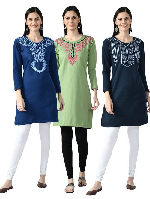 pack of 3 printed straight kurti - 18629665 - Very Small Image - 1