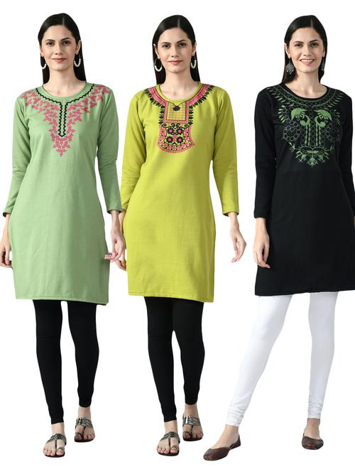 pack of 3 printed straight kurti - 18629671 - Very Small Image - 1
