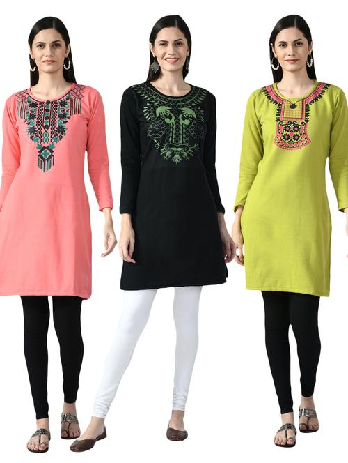 pack of 3 printed straight kurti - 18629680 - Very Small Image - 1