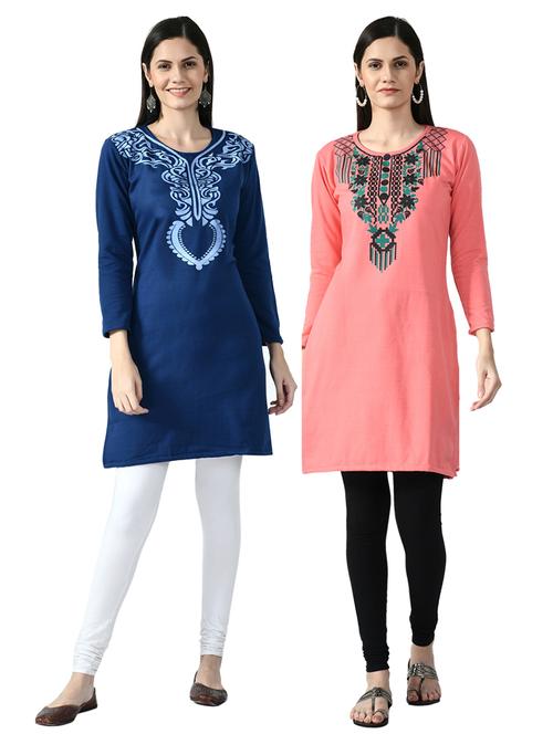 pack of 2 printed straight kurti - 18629699 - Very Small Image - 1