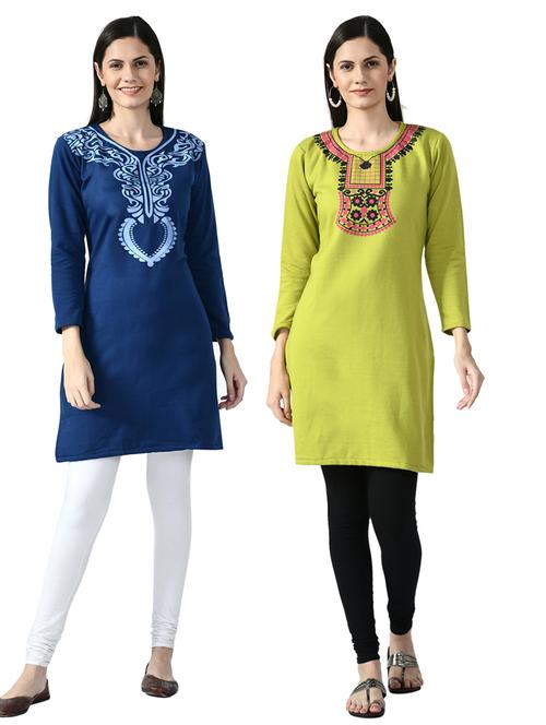 pack of 2 printed straight kurti - 18629701 - Very Small Image - 1