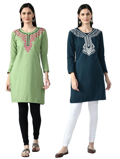 pack of 2 printed straight kurti - 18629709 - Very Small Image - 1