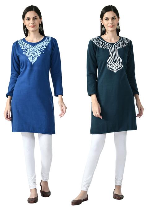 pack of 2 printed straight kurti - 18629724 - Very Small Image - 1