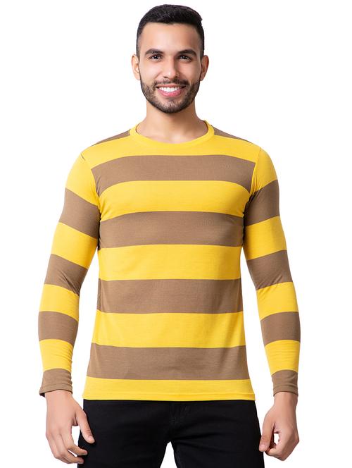 yellow striped round neck t-shirt - 18629725 - Very Small Image - 1