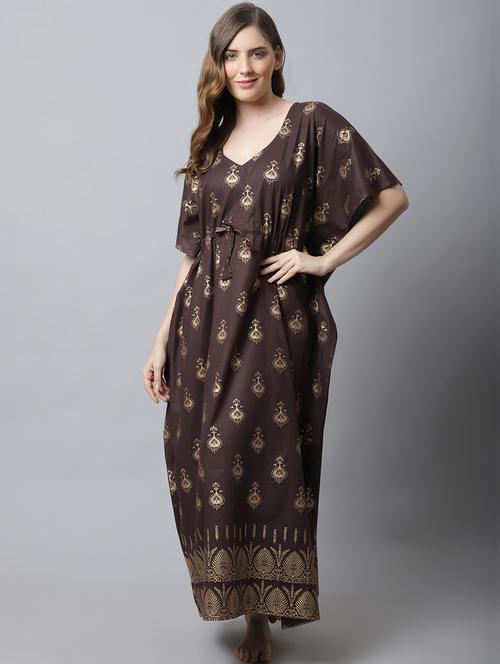 drawstring waist foil printed kaftan - 18629799 - Very Small Image - 1