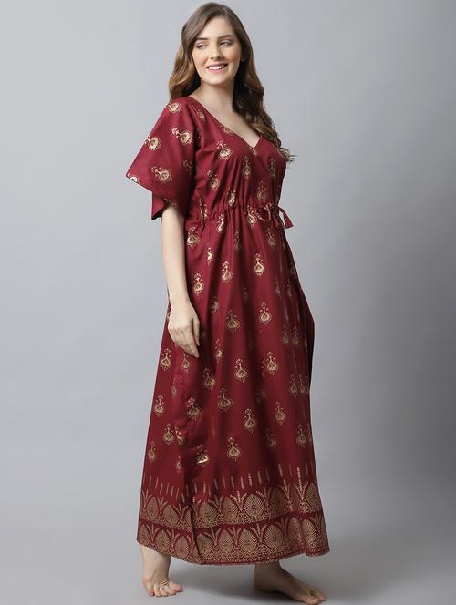 drawstring waist foil printed kaftan - 18629800 - Very Small Image - 1