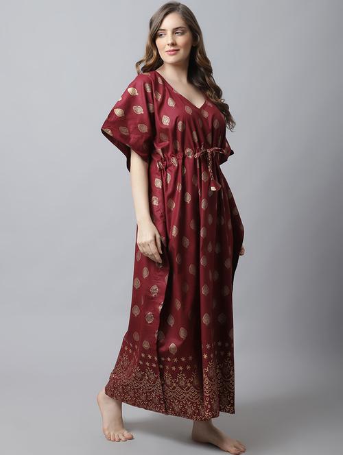 drawstring waist foil printed kaftan - 18629804 - Very Small Image - 1