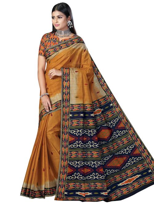 ikat printed saree with blouse - 18629829 - Very Small Image - 1