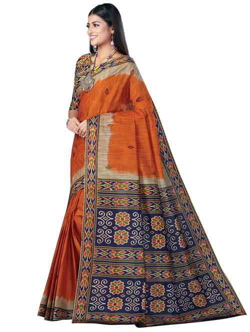 ikat printed saree with blouse - 18629833 - Very Small Image - 1