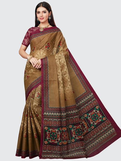 floral printed saree with blouse - 18629841 - Very Small Image - 1