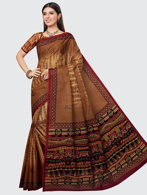floral printed saree with blouse - 18629845 - Very Small Image - 1