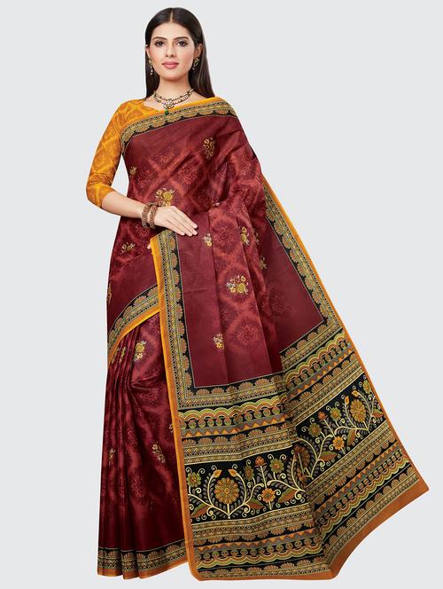 floral printed saree with blouse - 18629848 - Very Small Image - 1