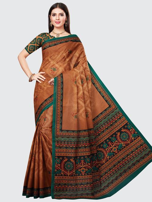 floral printed saree with blouse - 18629849 - Very Small Image - 1