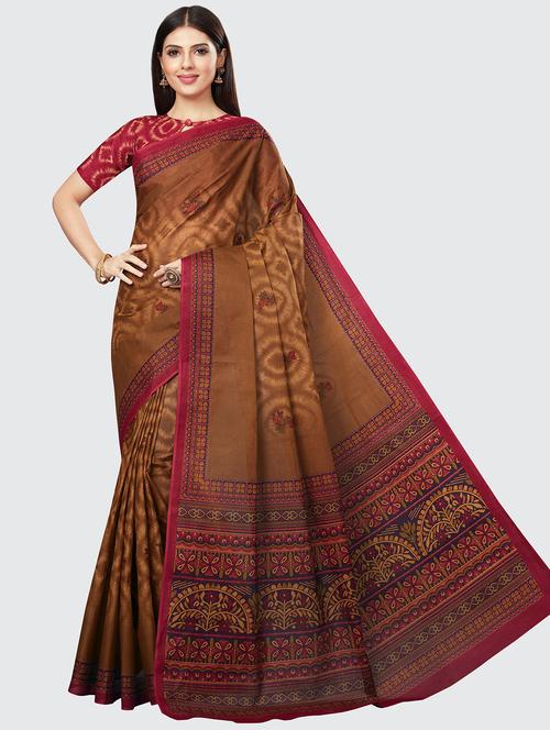 floral printed saree - 18629853 - Very Small Image - 1