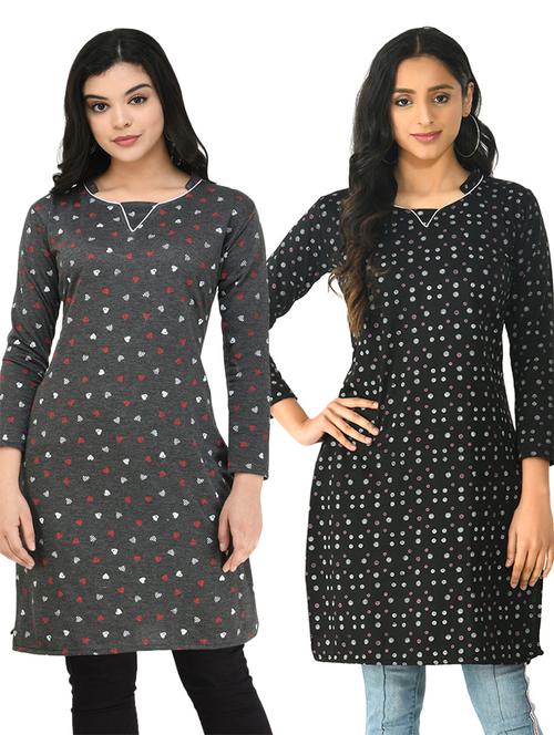 pack of 2 printed straight kurti - 18632424 - Very Small Image - 1
