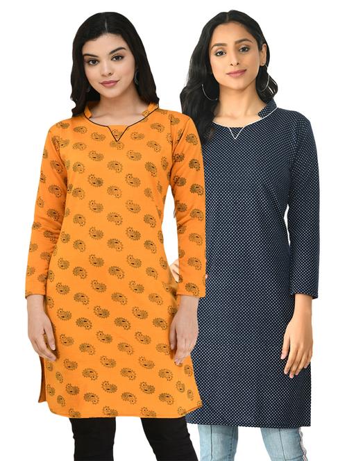 pack of 2 printed straight kurti - 18632471 - Very Small Image - 1