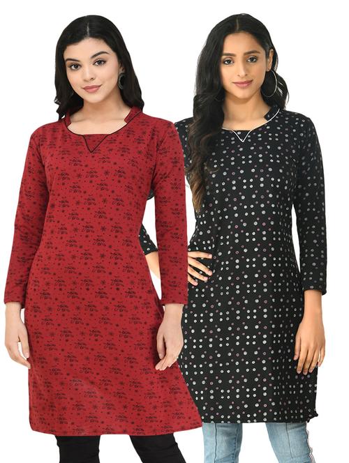 pack of 2 printed straight kurti - 18632561 - Very Small Image - 1