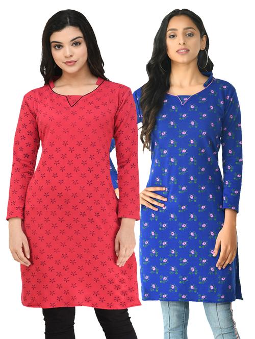 pack of 2 printed straight kurti - 18632696 - Very Small Image - 1