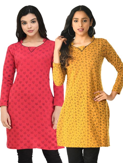 pack of 2 printed straight kurti - 18632719 - Very Small Image - 1