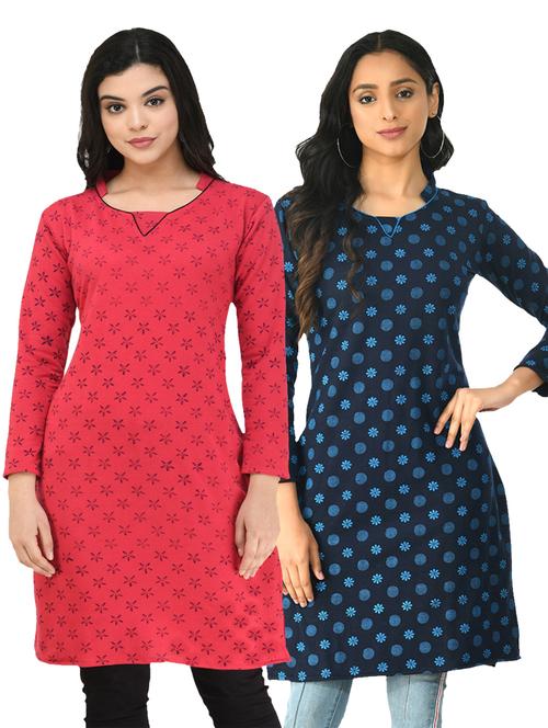 pack of 2 printed straight kurti - 18632745 - Very Small Image - 1