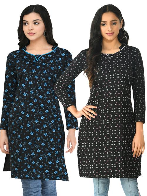 pack of 2 printed straight kurti - 18632761 - Very Small Image - 1