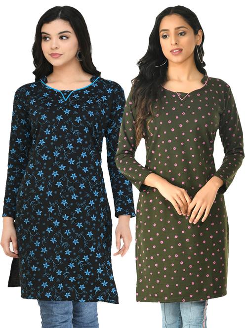 pack of 2 printed straight kurti - 18632767 - Very Small Image - 1