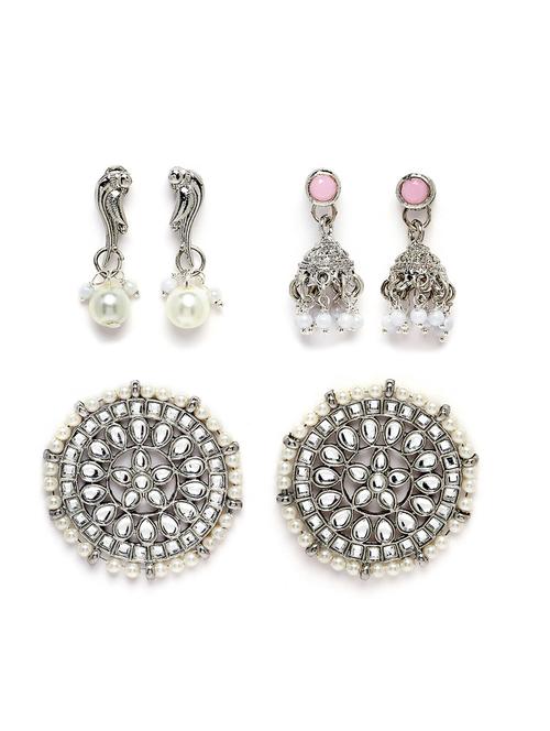 set of 3 silver plated earring - 18632965 - Very Small Image - 1