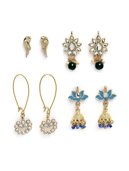 set of 4 gold plated earring - 18632975 - Very Small Image - 1