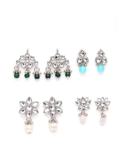 set of 4 silver plated earring - 18632991 - Very Small Image - 1