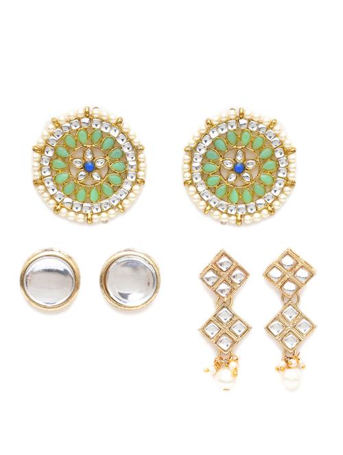set of 3 gold plated earring - 18633016 - Very Small Image - 1