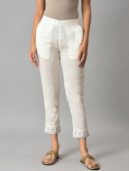 white viscose trousers - 18633898 - Very Small Image - 1