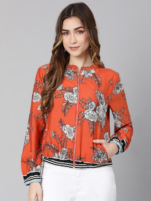 long sleeved printed bomber/biker jacket - 18634019 - Very Small Image - 1
