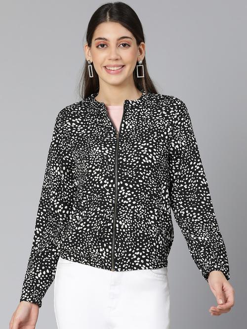 long sleeved printed bomber/biker jacket - 18634022 - Very Small Image - 1