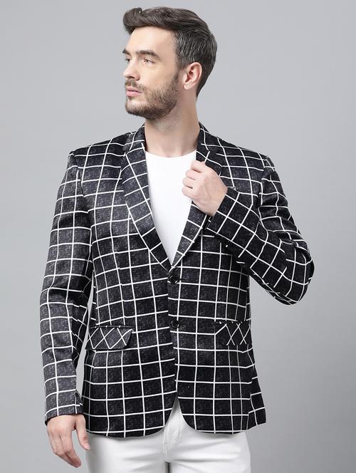 notched lapel checkered casual blazer - 18635080 - Very Small Image - 1