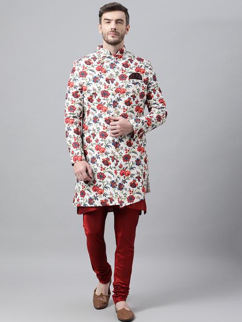 printed bandhgala sherwani ethnic wear - 18635093 - Very Small Image - 1