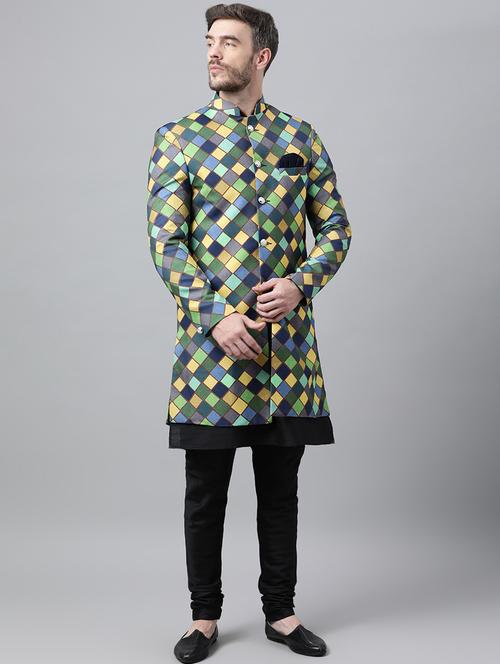 printed bandhgala sherwani ethnic wear - 18635097 - Very Small Image - 1