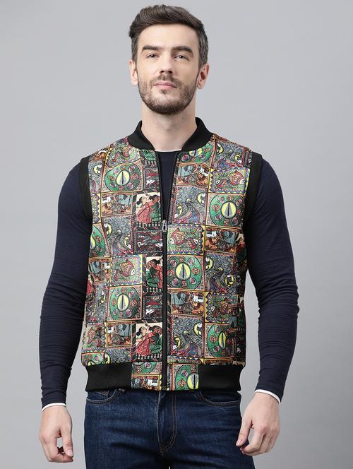 printed stand collar bomber jacket - 18635130 - Very Small Image - 1